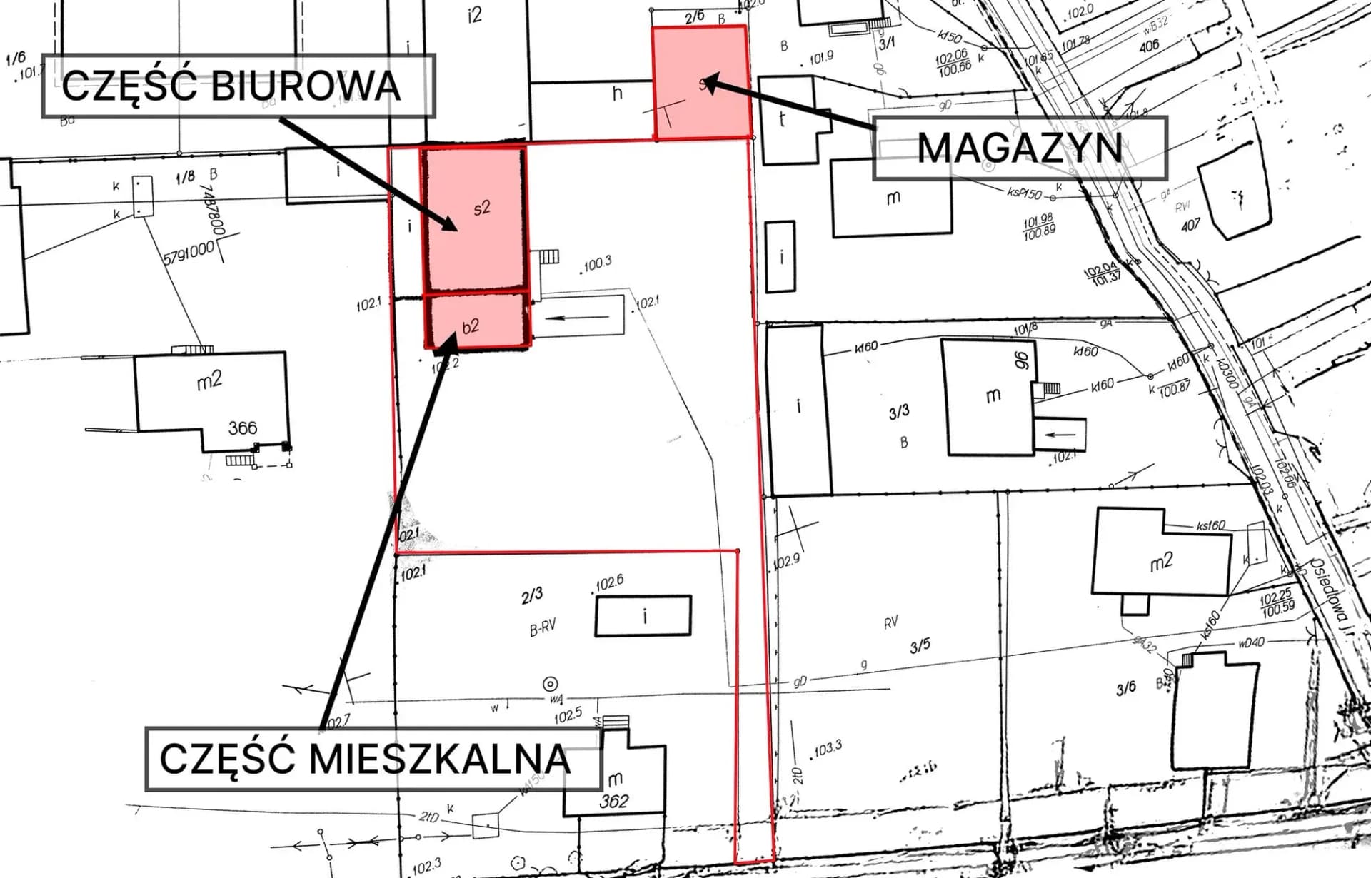 Działka z zabudową, dom, biura, magazyny, pow.działki 2131 m² - फ़ोटो 4